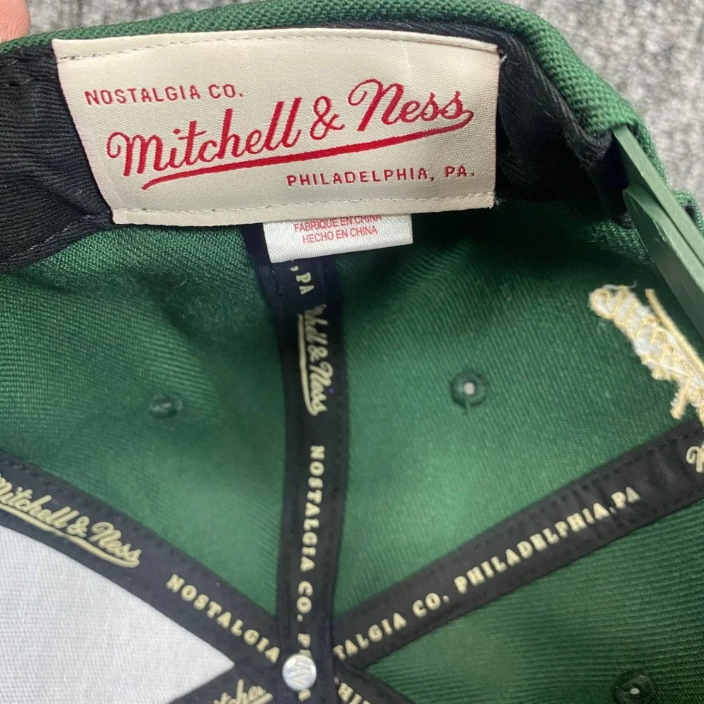 Mitchell & Ness Milwaukee Bucks Snapback Hat Cap NBA Green Gold Flat Bill OSFM